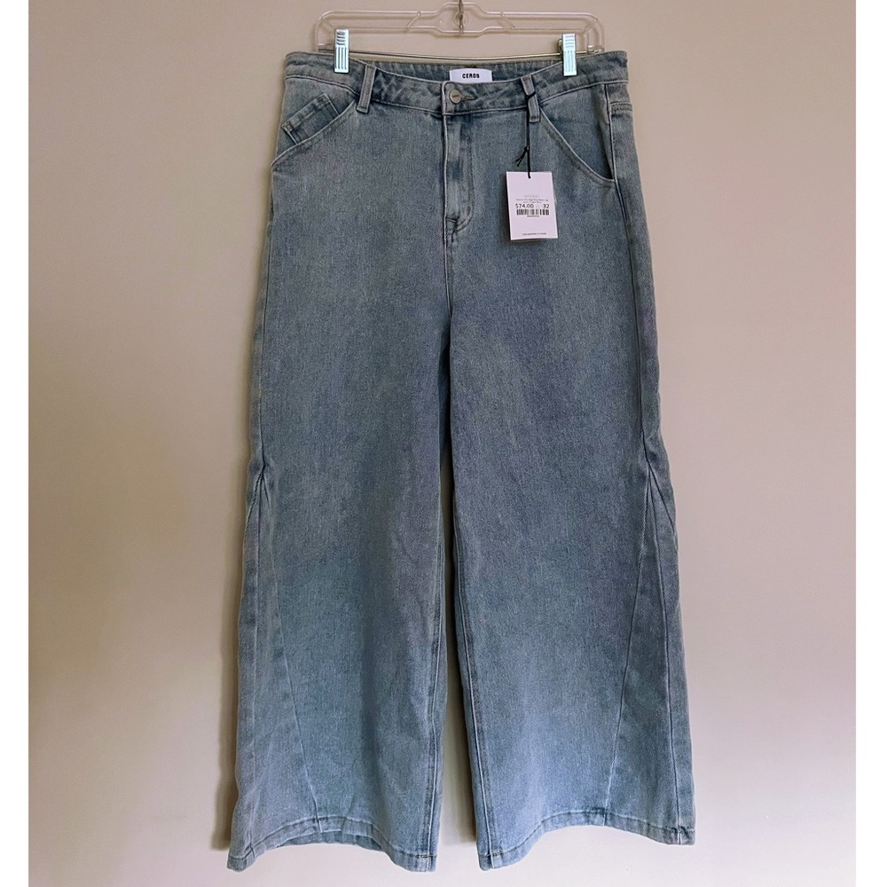 Ceros Wide Leg High Waisted Cropped Denim